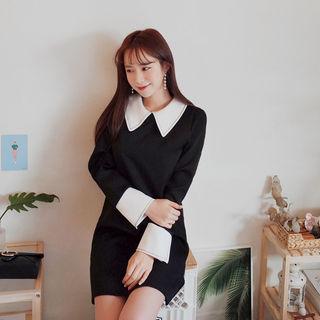 Frill-sleeve Shirred-front Maxi Dress