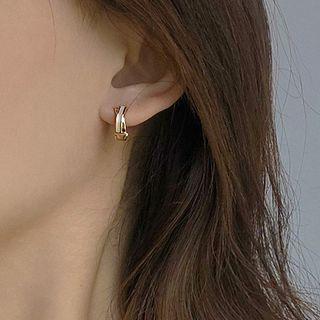 Shell Alloy Cuff Earring 1 Pair - White & Gold - One Size