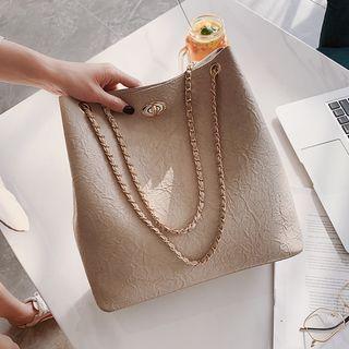 Faux Leather Shirred Bucket Bag