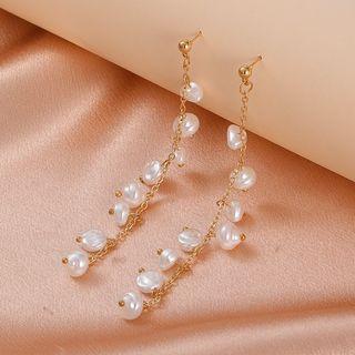 Faux Pearl Drop Earring 1 Pair - 01 - Gold - One Size