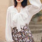 Long-sleeve Bow-front Blouse