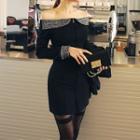 Off-shoulder Zip-up Mini Dress
