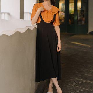Elbow-sleeve Top / Midi Jumper Dress