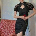 Short-sleeve Lace Panel Mini Qipao Dress / Midi Dress / Sleeveless Mini Dress / Midi Dress
