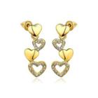 Romantic Plated Gold Heart-shaped Earrings With Austrian Element Crystal Golden - One Size