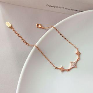 Rhinestone Star Bracelet Rose Gold - One Size