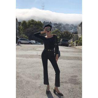 Asymmetric-neck T-shirt