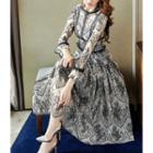 Mock-neck Laced Sheer Dress Black - One Size