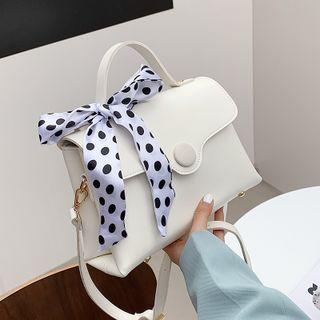 Faux Leather Dotted Scarf Crossbody Bag