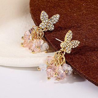 Butterfly Faux Crystal Fringed Earring 1 Pair - E5509 - Gold - One Size