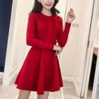 Ruffle-trim Long-sleeve Mini A-line Dress