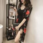 Floral Print Long Blouse Rose - One Size