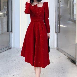Long-sleeve Asymmetrical A-line Evening Gown