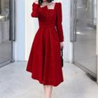 Long-sleeve Asymmetrical A-line Evening Gown