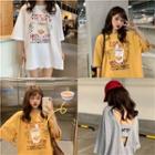 V-back Short Sleeve Print T-shirt