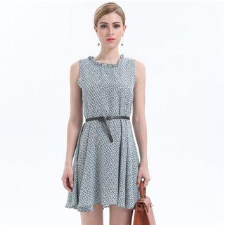 Sleeveless Floral Print Cutout Dress
