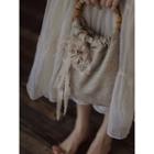 Floral Shirred Bucket Bag Beige - One Size