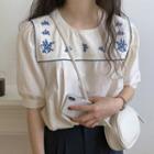 Embroidered Short-sleeve Top / Shorts