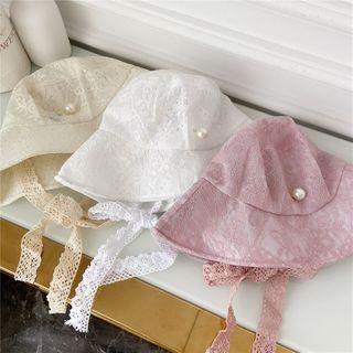 Faux Pearl Lace Bucket Hat