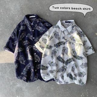 Leaves-print Short-sleeved Shirt