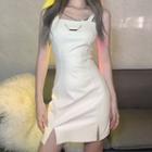 Spaghetti Strap Sheath Slit Mini Dress