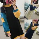 Long-sleeve Multi-color Knit Mini Dress