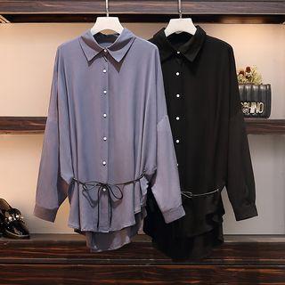 Long-sleeve Blouse With Belt
