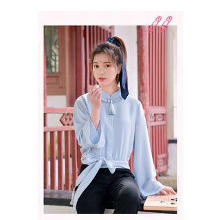 Fray Long-sleeve Chiffon Top