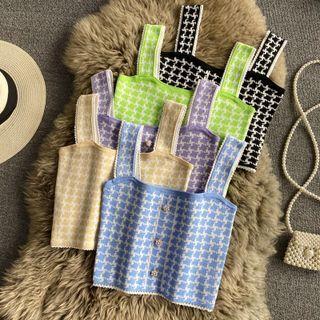 Houndstooth Crop Knit Camisole