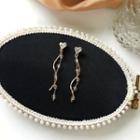 Heart Rhinestone Wavy Alloy Fringed Earring