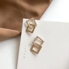 Alloy Rhinestone Square Earring 1 Pair - S925 Silver - As Shown In Figure - One Size