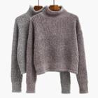 Mock Neck Cropped Sweater