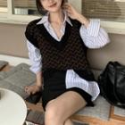 Patterned Sweater Vest / Striped Shirt