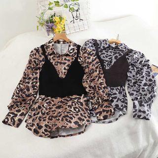 Set: Leopard Print Shirt + Cropped Camisole