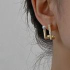 Geometric Ear Stud 1 Pair - Gold & White - One Size