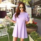 Puff-sleeve Pintuck Mini Dress