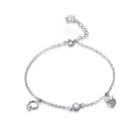 925 Sterling Silver Romance Heart Shape Love Alphabet Bracelet With Cubic Zircon Silver - One Size