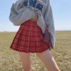 Plaid High-waist Accordion Pleated Skirt