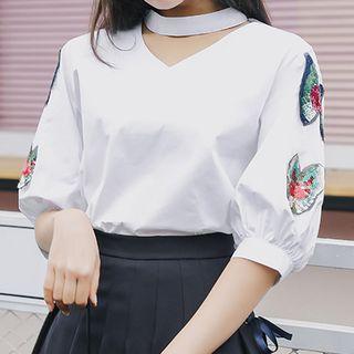 Sequined V-neck Blouse
