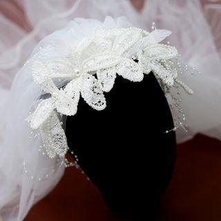 Flower Lace Wedding Veil White - One Size