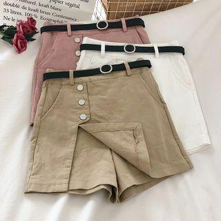Side Button Plain Skorts