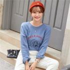 Dog-embroidered Loose-fit Sweatshirt