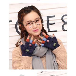 Cat Color Panel Fingerless Gloves