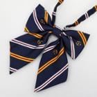 Striped Bow Tie Bow Tie - Stripe - Dark Blue & White & Yellow - One Size