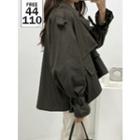 Belted Dip-back Oversized Trench Jacket Khaki - One Size