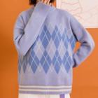Diamond Pattern Long-sleeve Sweater