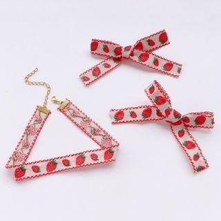 Strawberry Ribbon Hair Clip / Choker