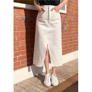 Cutaway-hem Maxi Cotton Skirt