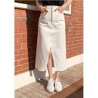 Cutaway-hem Maxi Cotton Skirt