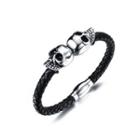 Fashion Personality Skull 316l Stainless Steel Leather Bracelet Silver - One Size
